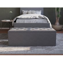 Grey Oxford Fabric Storage Ottoman Bench