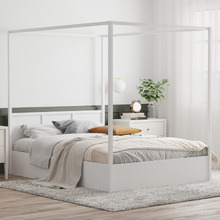 White Olsen Gas Lift Storage Canopy Bed