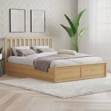 Natural Olsen Pine Wood Gas Lift Storage Bed Frame