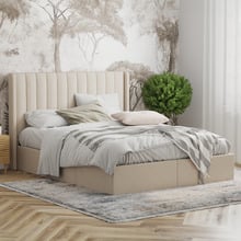 Beige Tulawie Bed Frame with Storage