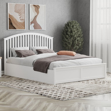 White Yebes Pine Wood Gas Lift Storage Bed Frame