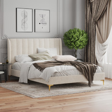Ivory White Modern Classic Herman Boucle Bed Frame