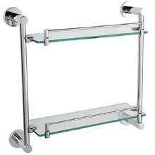Loui Stainless Steel & Glass Double Bathroom Shelf