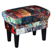 Multi-Coloured Elona Velvet Footstool