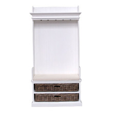 Halifax Coat Hanger Unit with 2 Rattan Baskets and Cushion