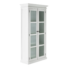 White Coastal Display Cabinet with 2 Glass Doors