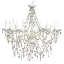 Cassie French Provincial 12 Arm Glass Chandelier Cream