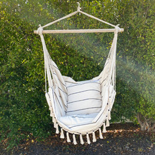 Soho Pinstripe Hanging Hammock Chair with Cushion