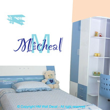 Personalised Name with Airplane Removable Wall Sticker