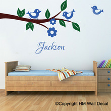 Personalised Name with Birds and Tree Branch Wall Sticker