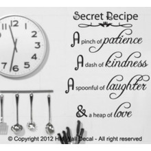 Secret Recipe, A Pinch Of Patience, A Dash Of Kindness....  Wall Art Decal