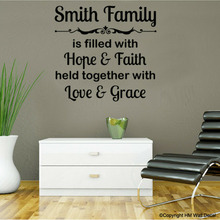 Personalised Family Name and Inspiration Quote Removable Wall Sticker