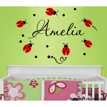 Personalised Ladybugs and Dots Removable Wall Sticker