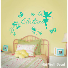 Personalised Fairy and Butterflies Removable Wall Sticker