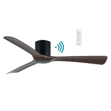 Fresno 132cm DC Low Profile Walnut & Matte Black Smart Ceiling Fan with Remote Control
