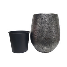 2 Piece Dark Silver Jardiniere Planter Set