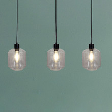 Tobol Steel & Ribbed Glass 3 Light Pendant