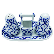 4 Piece Blue & White Salt & Pepper Shaker Set