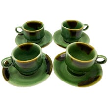 Altan Celadon Ceramic 100ml Espresso Cups & Saucers (Set of 4)