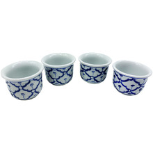 Antique Blue & White 80ml Ceramic Teacups (Set of 4)