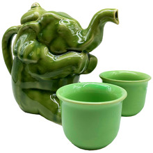 3 Piece Elephant Kayce Celadon Ceramic Tea Set