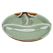 Parsa Green 3 Portion Round Ceramic Serving Plate