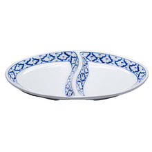 Pavel Blue 2 Portion Oval Ceramic Serving Plate