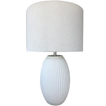 Puri White Ceramic & Linen Table Lamp