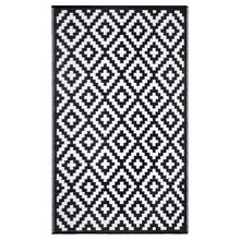 Black & White Aztec Power-Loomed Indoor & Outdoor Rug