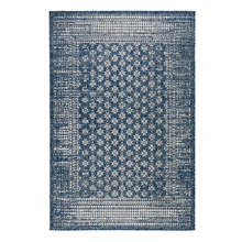 Pearl Blue Floral Power-Loomed Indoor/Outdoor Rug