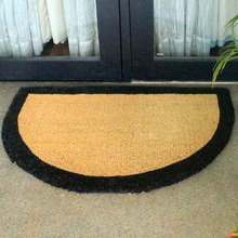 Black Border Curved Coir Doormat