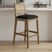 Natural & Black 74cm Ayaka Acacia Wood Bar Stool