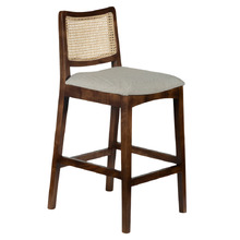 Walnut & Beige 74cm Ayaka Acacia Wood Bar Stool