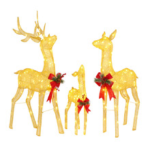 3 Piece Gold Standing Reindeer Outdoor Christmas Decoration Set