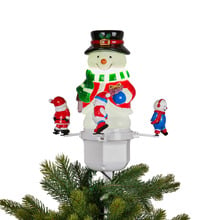Snowman with Rotating Figures Christmas Tree Topper