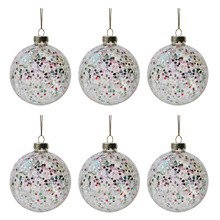 Rainbow Sequined Glass Baubles (Set of 6)