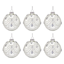 (Set of 6) Swirl & Jewel Glass Baubles