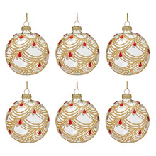 Swirl & Jewel Glass Baubles (Set of 6)