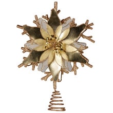 Gold Poinsettia Christmas Tree Topper
