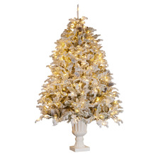 229cm Glacia Potted Snowy LED Christmas Tree