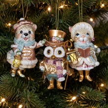 3 Piece Lumina Victorian Animal Hanging Ornament Set