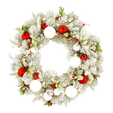 76cm Snowy Elegance LED Christmas Wreath
