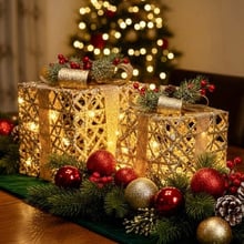2 Piece Pale LED Gift Box Christmas Ornament