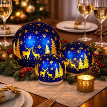 3 Piece Blue Silva LED Spheres Christmas Ornament Set