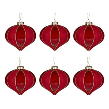 Red Onion Shaped Glass Baubles (Set of 6)