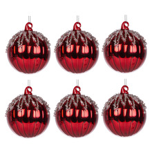 Red Ice Drip Glass Baubles (Set of 6)