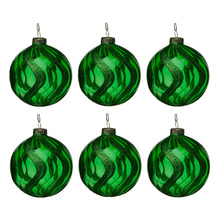 Wavy Glitter Glass Baubles (Set of 6)