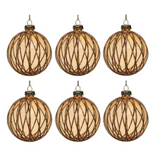 Gold Glitter Glass Baubles (Set of 6)