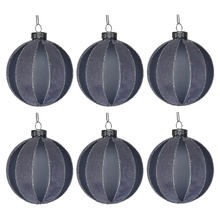 Grey Striped Glass Baubles (Set of 6)