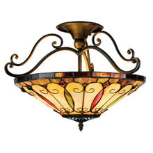 Felice Imperial Bronze 2 lamp Semi-Flush Tiffany Ceiling Light